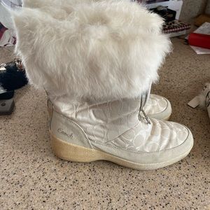 Coach fur boots wore once or twice sun fading of sole